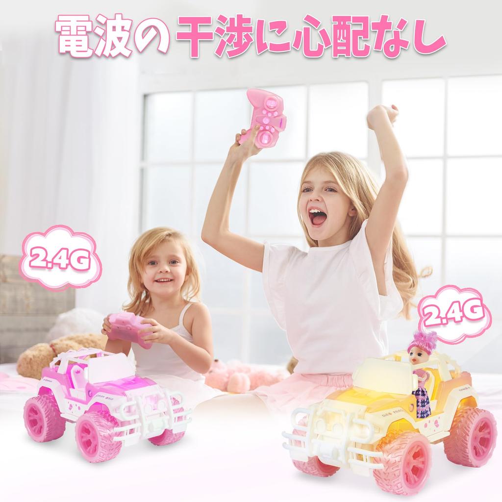 Carox 116 Scale Radio-Controlled Car for Girls, Cute Doll, Rechargeable, Approximately 70 Minutes of Operation Time, Automatic Driving Function, LED