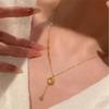 Ancient Gold Lucky Baby Necklace with Hollow Fu Plate Pendant Clavicle Chain