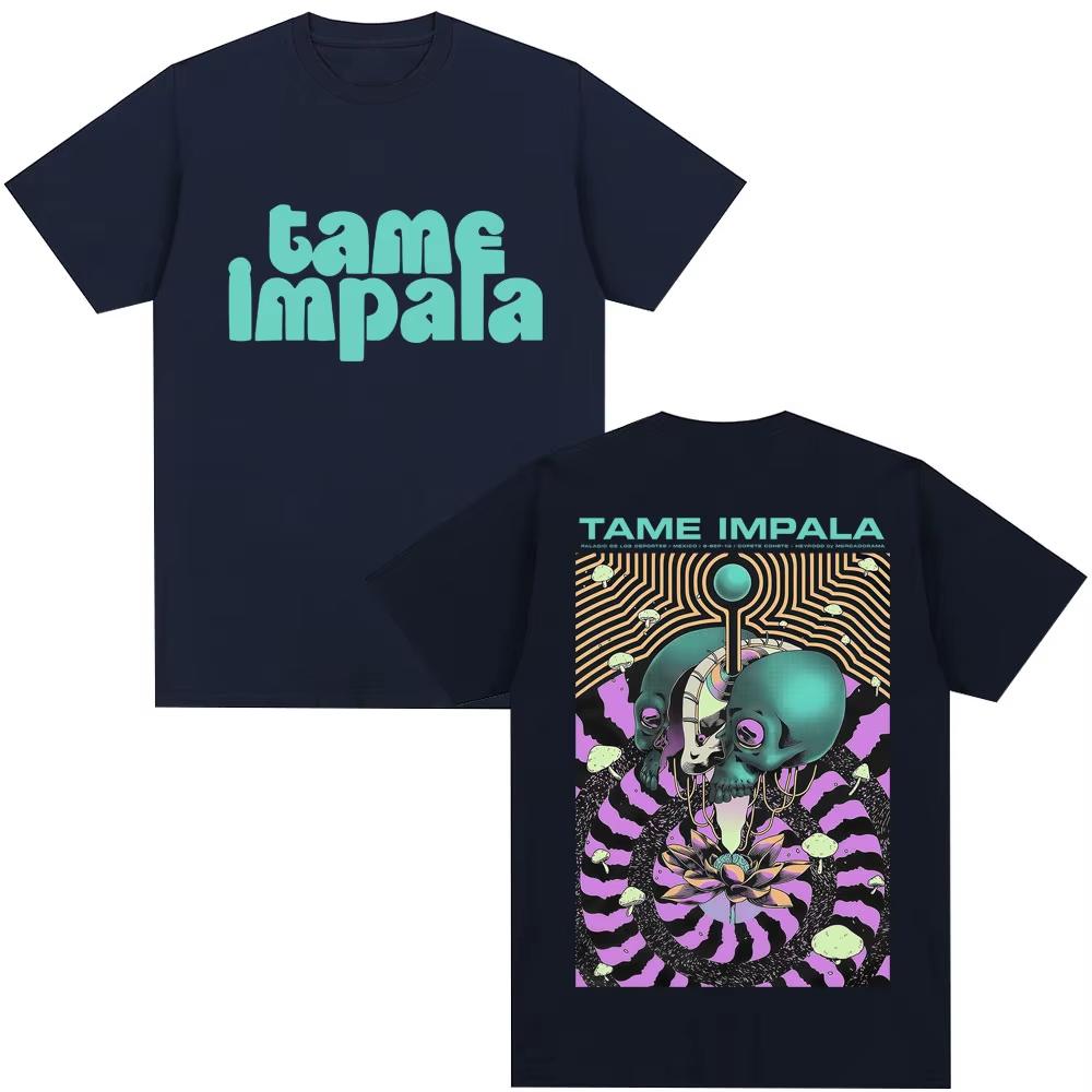 

Винтажные футболки рок-группы Tame Impala для мужчин и женщин, мода Харадзюку, готическая футболка оверсайз, повседневная хлопковая футболка, мужская уличная одежда M