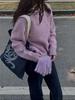 Korean Wool Pullover 2024: Women's Thick Knit Loose Sweater, Round Neck, Autumn/Winter
