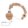 Personalized Engraving Baby Pacifier Clip, Baby Pacifier Chain, Beech Wood Peach Clip, Teething Teether Chain