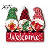 Warm Atmosphere Wall Art Decor Christmas Wooden Pendant, Decorative Reindeer/Santa Claus/Gnome Pattern Hanging Sign, Welcome Sign with Weather