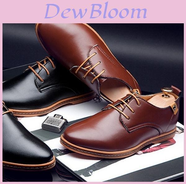 Premium Fashion Casual Pu Leather Men Business Shoes In Brown Black Blue Sizes 6-13