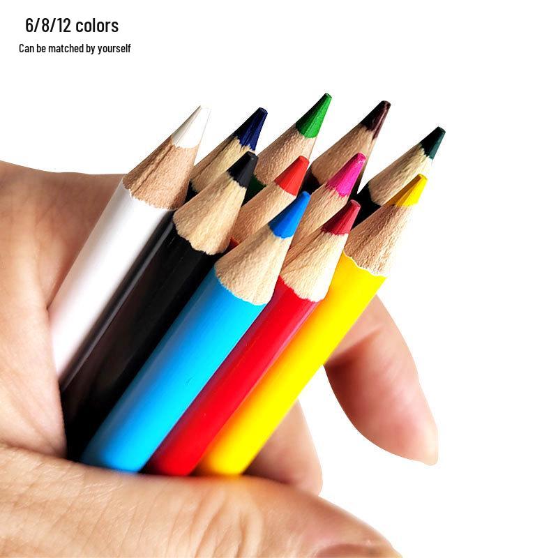 3.5-Inch Colored Pencil Set for Kids – Raw Wood, Cartoon Design, Round Short Horn Style
