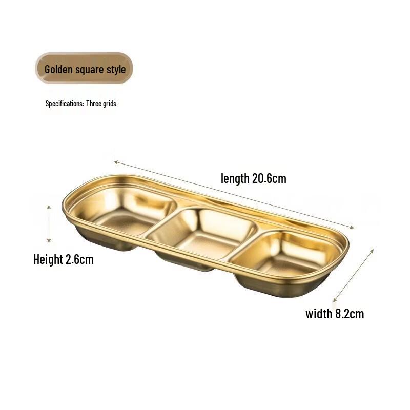 LETGANT 304 Stainless Steel Korean Style Divided Sauce Dish