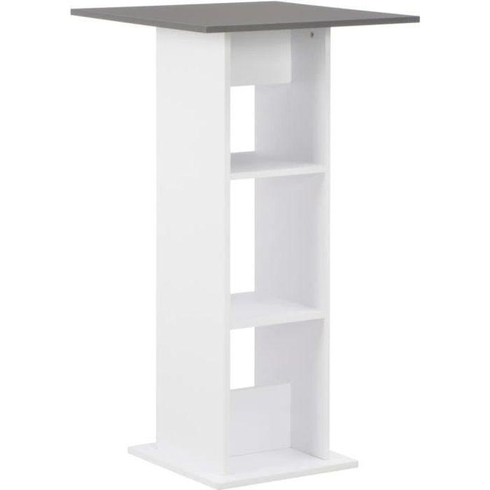 VidaXL Table de bar Blanc et gris anthracite 60x60x110 cm