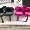 Summer new fashion thin heel bow cool slippers women