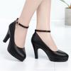 Block Heel Platform Pumps Spring Autumn Women Shoes 2025 Women Buckle Strap High Heels Shoes Ladies Elegant Black Office Shoes