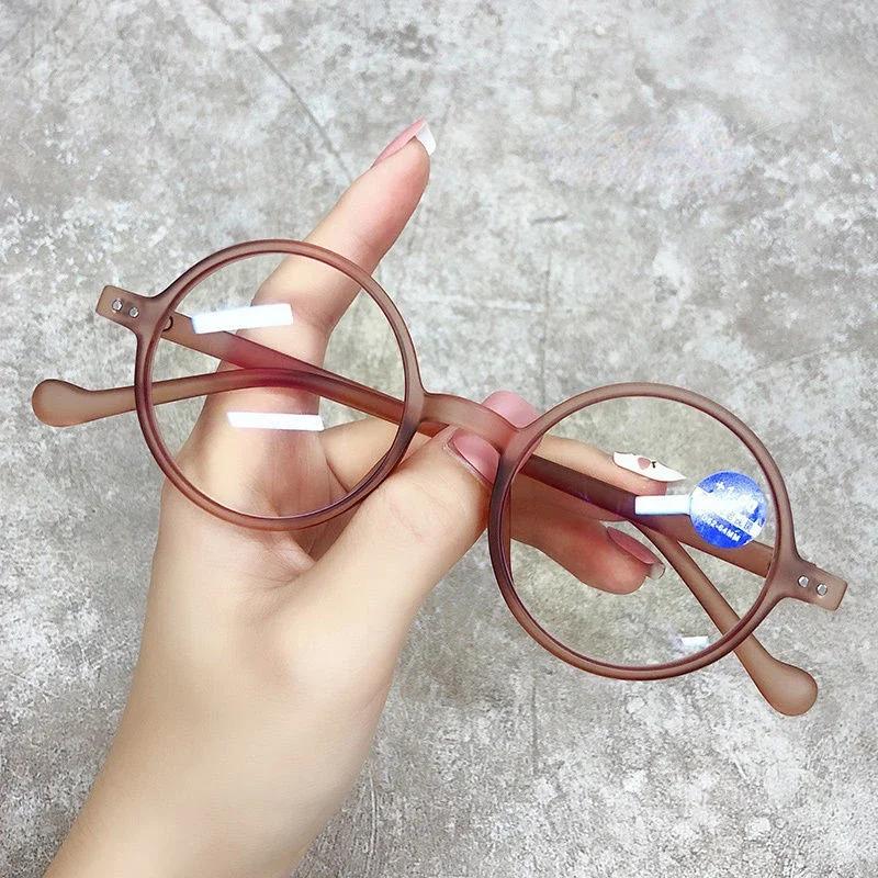 Women Retro Blue Light Blocking Reading Glasses Small Round Frame Ultralight Transparent Presbyopia +4.0 Far Sight Eyewear