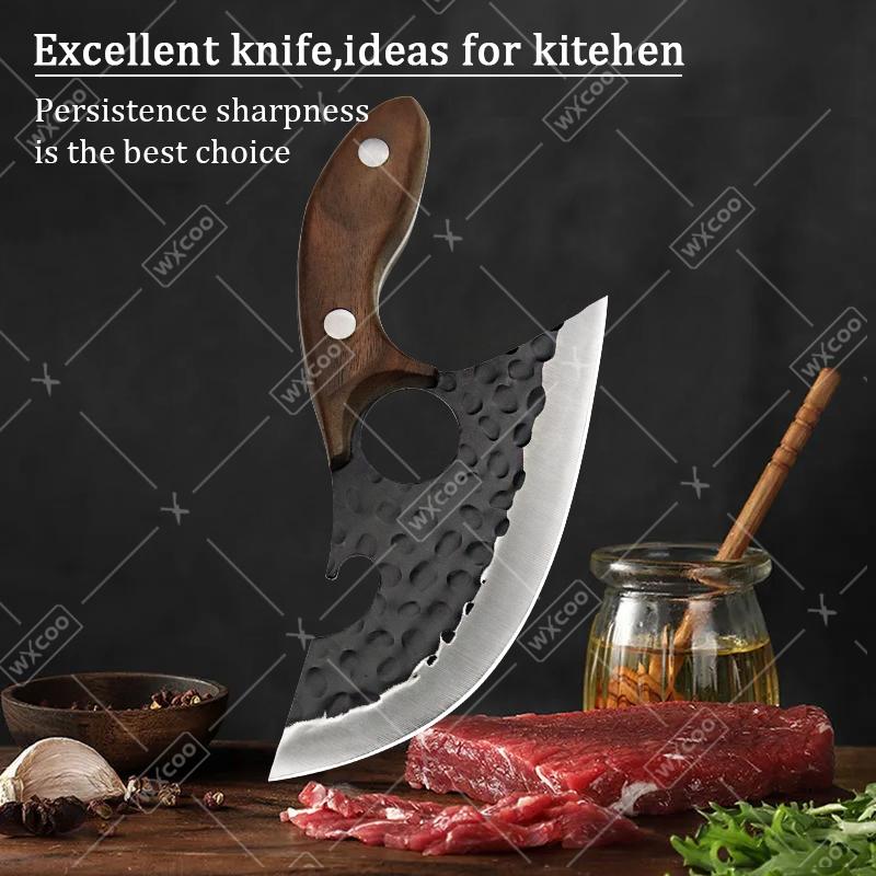 WXCOO 1PCS Kitchen Forged Knife Meat Cutting Knife Stainless Steel Butcher BBQ Knife Bottle Opener Knife Kitchen Accessories