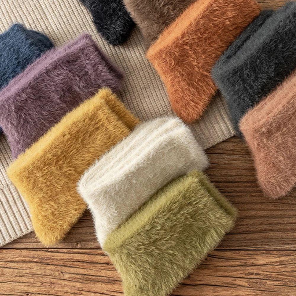 Student Breathable Korean Style Mink fur Fleece Socks Mid-Tube Hosiery Women Socks Floor Socks