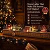 Holiday Countdown Calendar with Drawers Light-Up Wooden Christmas Village Advent Calendar, 24 Illuminated Snowy Cabin Display LED Lighted Scene