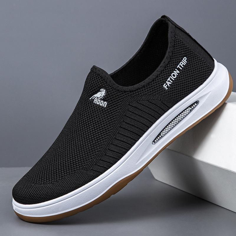 One-pedal Trendy Sports Walking Men's Shoes Summer New Fly-woven Mesh Shoes Breathable and Lightweight Thin Lazy Shoes