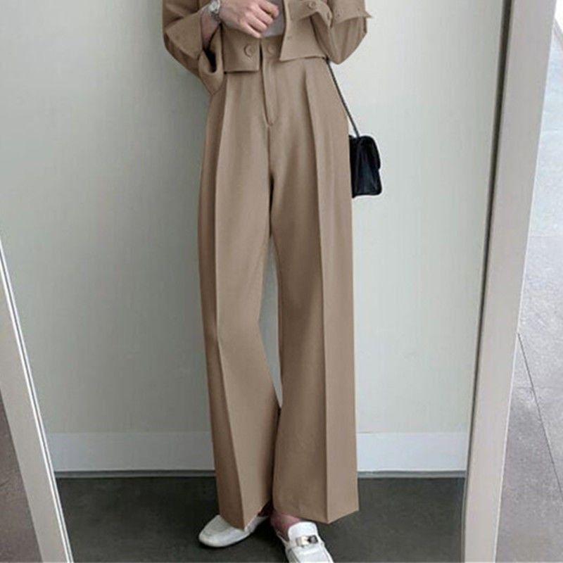 

Korean Chic Retro Blazer & High-Waisted Pants Set for Women 2XL (66-71 kg)