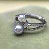 Pearl Ring with Chrome Hearts: Elegant Double Pearl Design