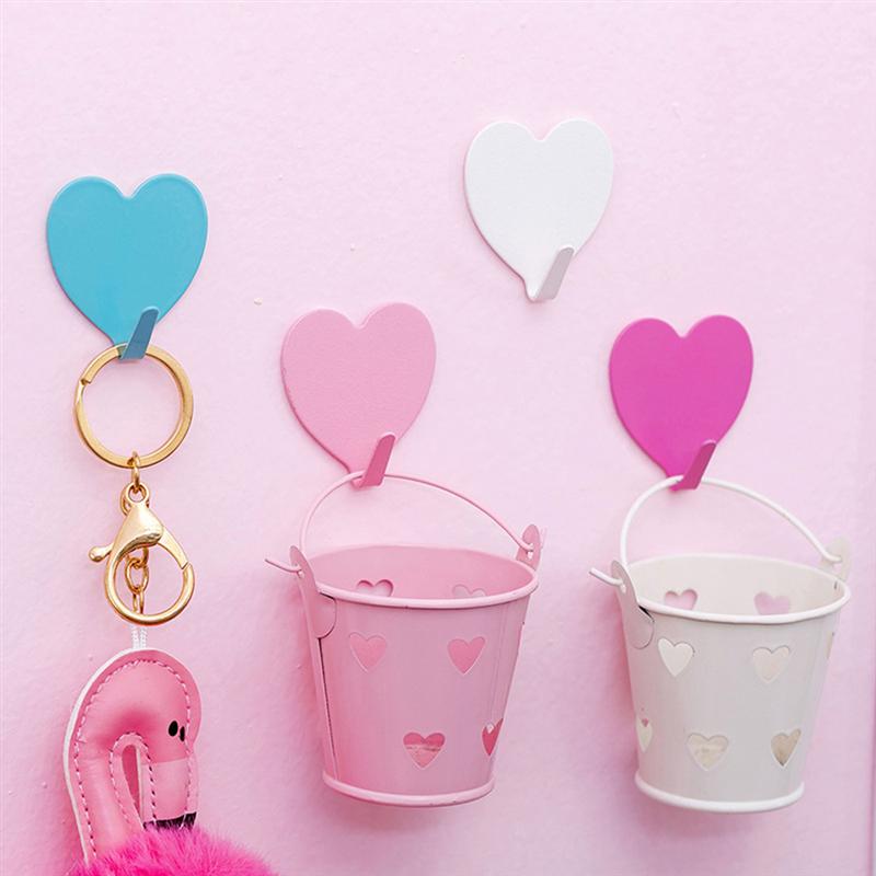 12 Pcs Iron Wall Adhesive Hangers Heavy Duty Heart Shaped Clothes Hangers for Coats Mounted