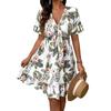 2025 European & American V-neck Floral Print Knee-length Summer Dress