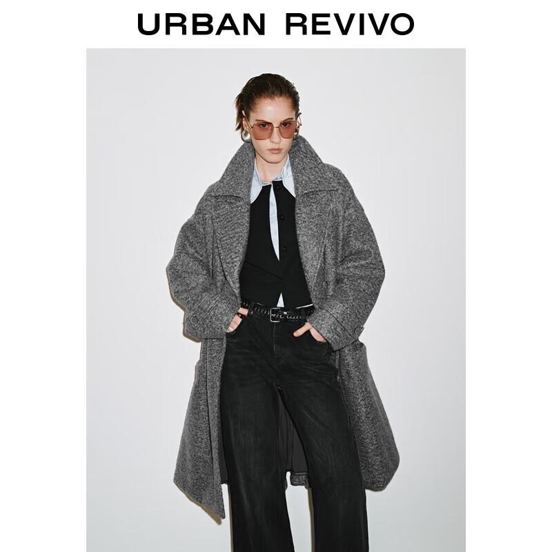 

Женское плюшевое двубортное пальто с большим лацканом UR 2025 XL-XXL