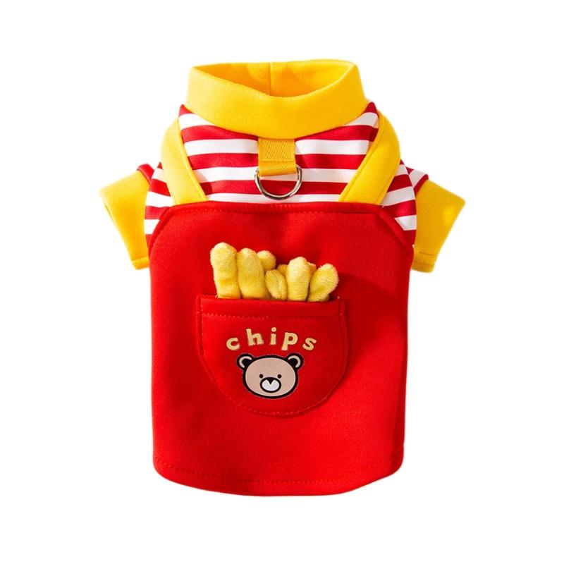 New dog clothes cute fries can lead small dogs autumn and winter two-legged sweater cat pet clothing