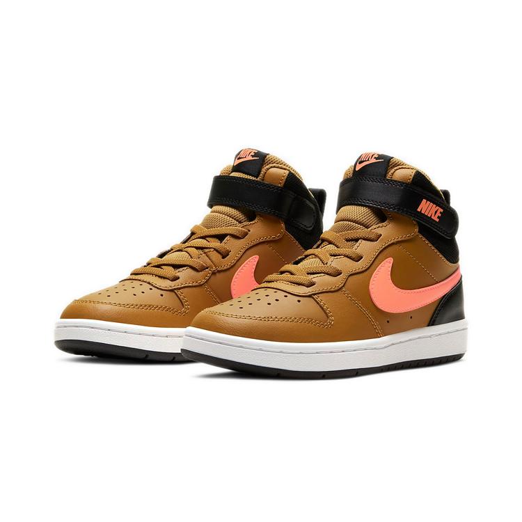 Nike Court Borough Mid 2 Mid Top Kids' Skateboarding Shoes Wheat Yellow Children Aged 3 7 Years Old CD7783-700