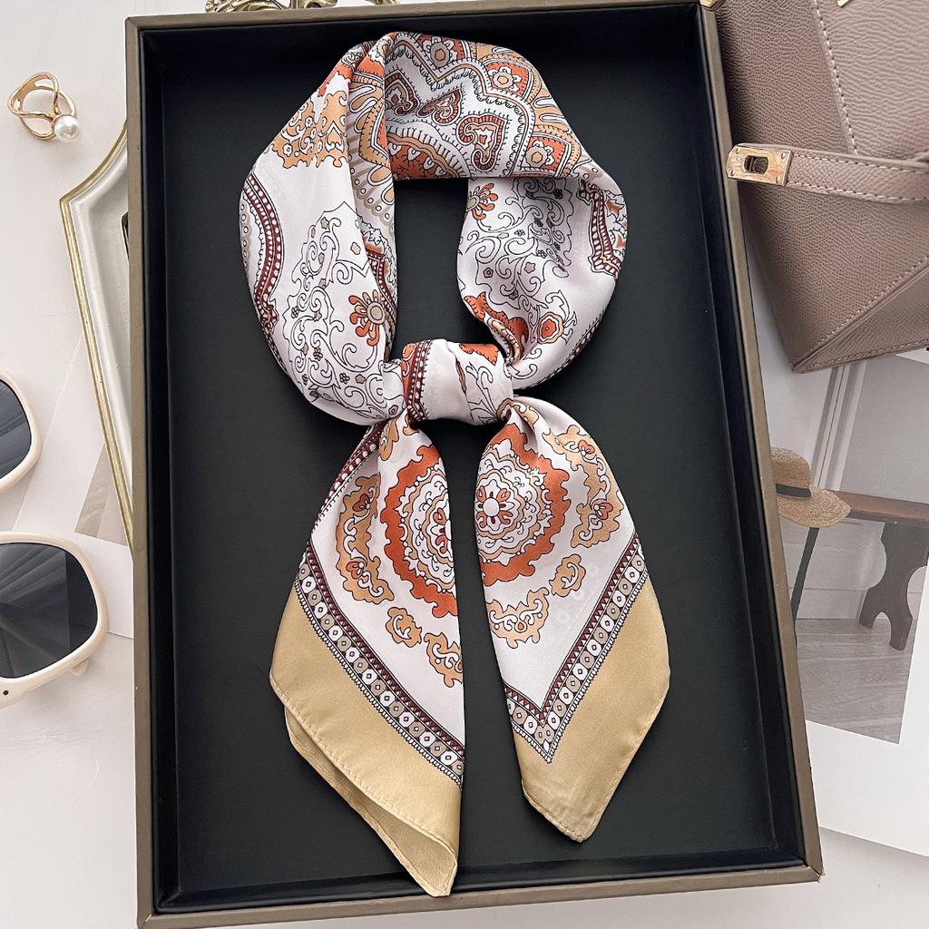 68Cm Chinese Style Cashew Printed Scarf Women'S Autumn Winter Polyester Fiber Scarf Fashion Warm Headscarf Shawl Neck Protection