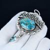 Blauer Stacheliger Türkis Anhänger, 925 Sterlingsilber Handgefertigter Schmuck, Blautopas Silberanhänger, Partyschmuck für Damen, Anhänger zum Verschenken
