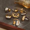 SHIXIN 7Pcs Trendy Geometric Mix Color Stainless Steel Finger Rings Women Punk Smooth Surface Irregular Adjustable Ring Jewelry
