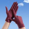 Women Summer Full-finger Breathable Touchscreen Glove Solid Color Mittens