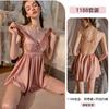 Sexy Satin Nightgown Steel Frame Gathering Lace Seductive and Romantic Underwear Pure Desire Lace-up Open-crotch Pajamas 1188