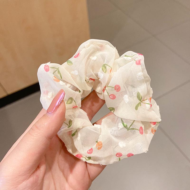 Korean Style Spring/Summer Floral Intestine Hair Scrunchie for Women – Elegant Ponytail Tie and Mori Girl Accessory.