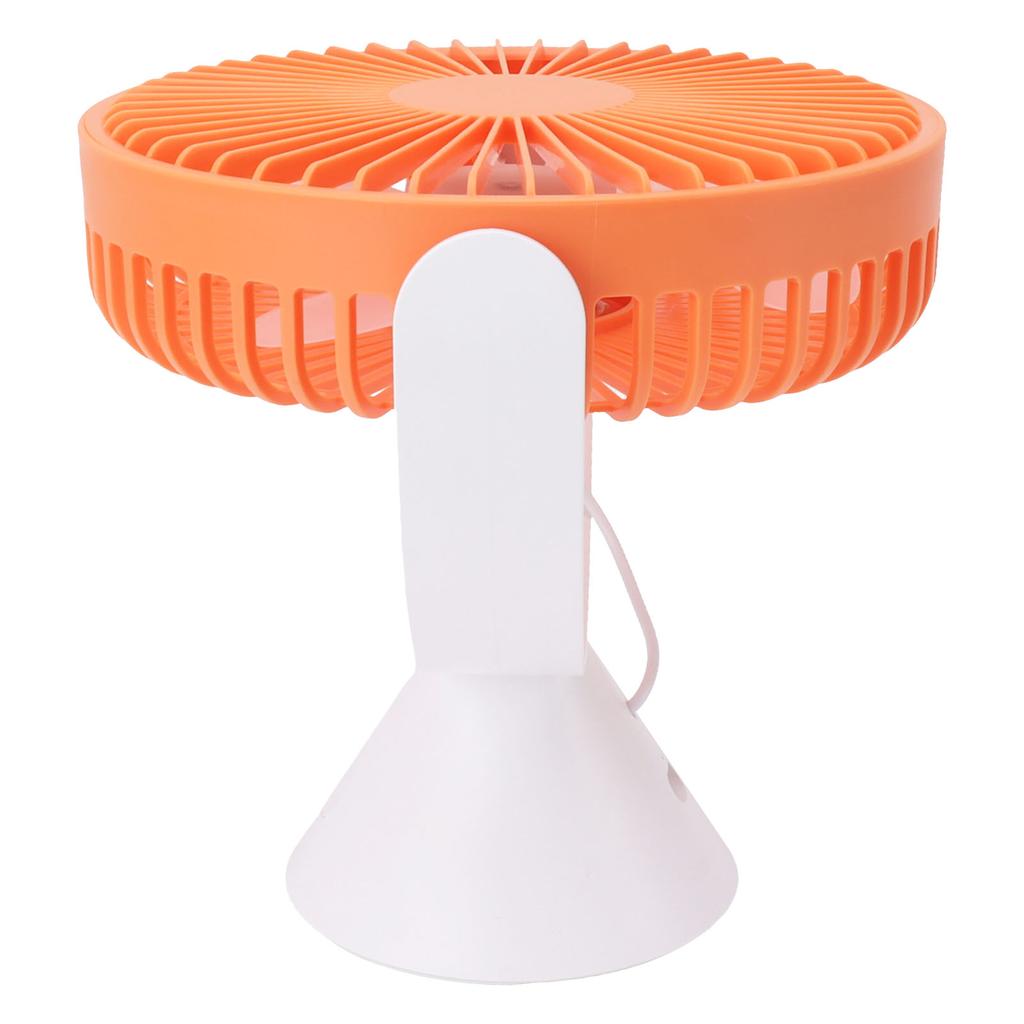 3 Speed Desktop Table Top Fan Hanging Stand Dual Use USB 360 degrees  Rotation Camping Tent Ceiling Fan 1500mAh Orange