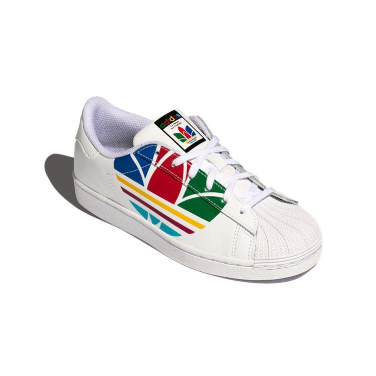 Adidas Superstar Pure J Colorful Trefoil - Cloud White Kids Sneakers Red Blue FW4008