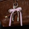 Minimalist Sweet Girl Style Handmade Beaded Faux Pearl Multicolor Ribbon Bow Keychain Charm