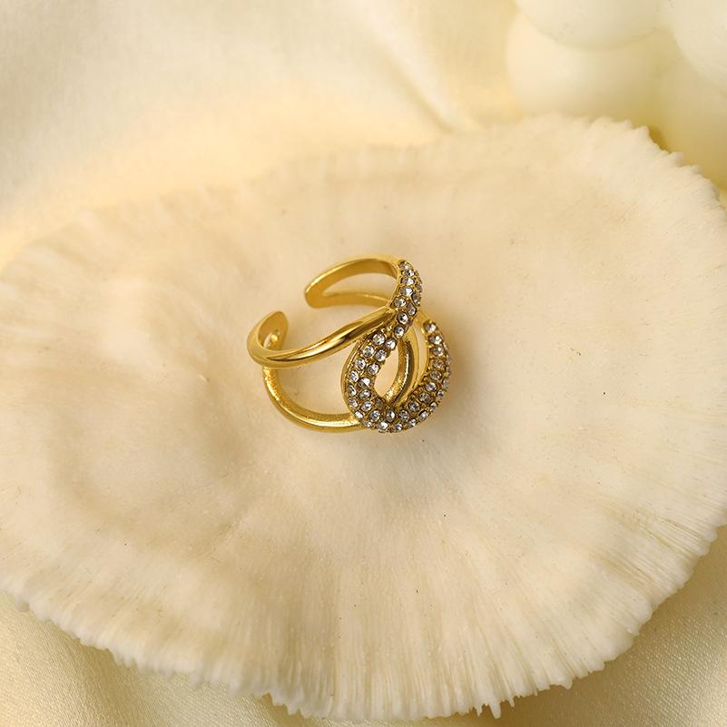 Simple Ring Women'S Light Luxury Twist Woven Chain Titanium Steel 18K Electroplated Ring Diamond