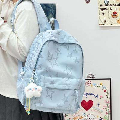 Schoolbag1011 New School Bag Women's Large Capacity College Style Junior High School Student Fashion Printed Pentagram Reduction Backpack