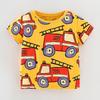 Boys' T-Shirt Summer New Style Yellow Fire Truck Pure Cotton Handsome Casual Short-Sleeved Stylish Round Neck Shirt Kidsren's Top 8