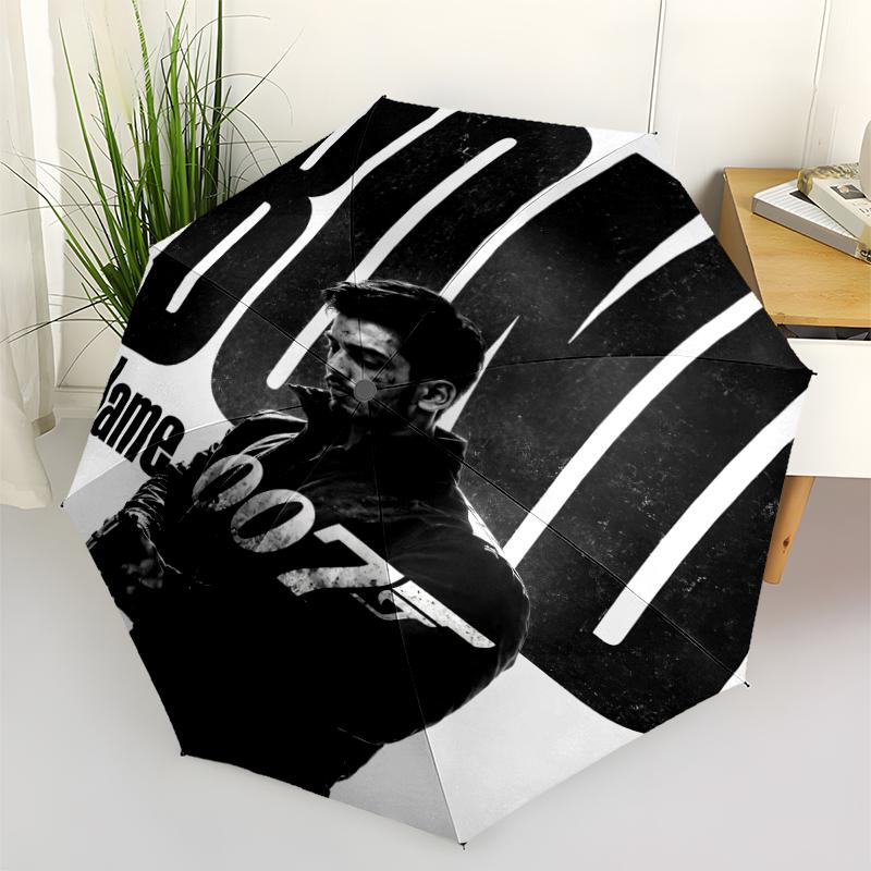 Custom Name 007 James Bond Theme Automatic Umbrella, Lightweight & Portable, 8 Rib, Perfect for Outdoor Travel, Birthdays, Christmas, Gifts.