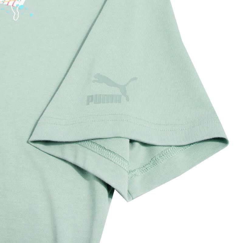 Puma Logo Print Breathable Round Neck Short Sleeve T-Shirt Men Tops Green 624938-54
