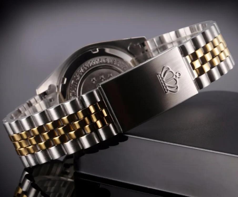 REGINALD Brand Mens Dress Style Business Watch Steel Wristband Golden Men Quartz Watch Valentine's Day Present For Man