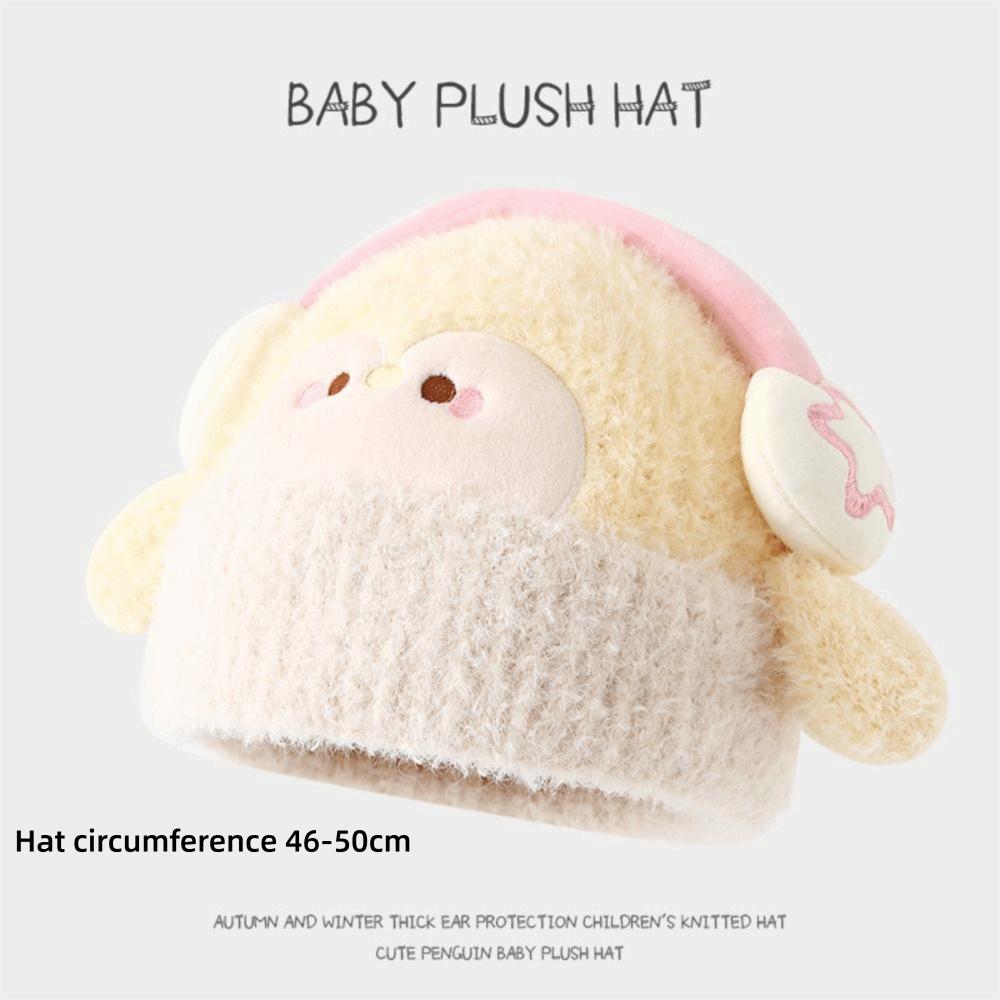 Warm Penguin Beanie Cartoon Thick Knit Earflap Hat Cute Kids Plush Winter Hat Ages 3-8