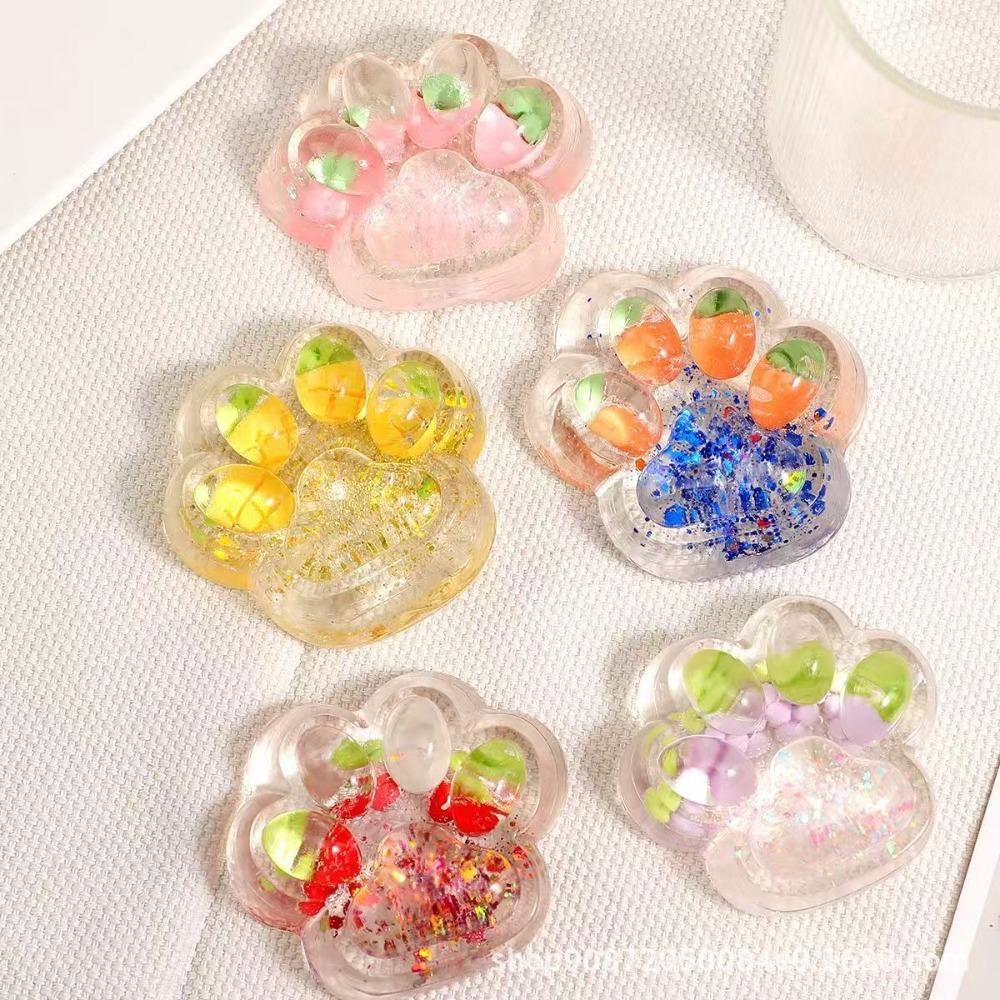 Cute Fruit Style Cat Paw Squishy Strawberry Pineapple Jelly Toy Hand Squeeze For Daily Stress Relief