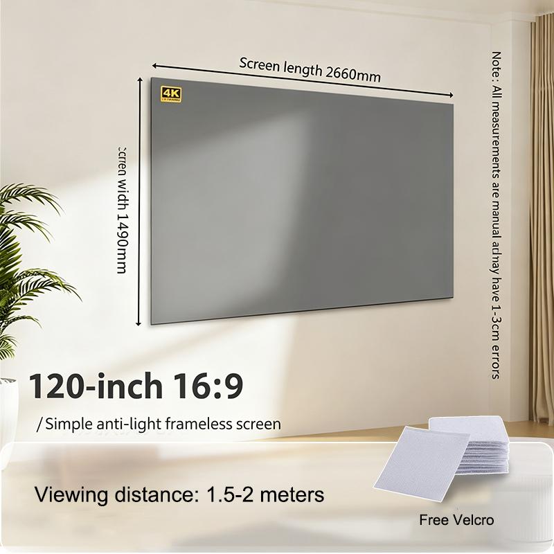 Portable Projector Screen 60/72/80/92/100/120 Inch 16:9 Anti-Light Projection Reflective Cloth For Home Cinema Outdoor Office