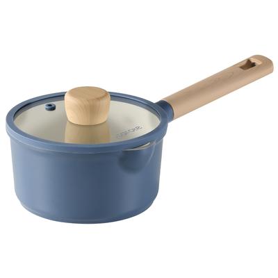 CAROTE Pot 16cm with Lid Compatible with IH Gas Fires PFOA PFOS Free Saucepan Marble Coating and Easy To Clean Single Pot Fried and Boiled Food One