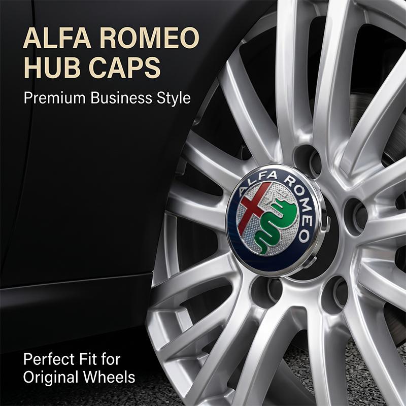 Tappi Mozzo Ruota a Scatto Antiruggine da 60 mm Coprimozzi Centrali per Alfa Romeo Giulia Stelvio Giulietta Spider GT 4C 8C Mito Brera Modifica