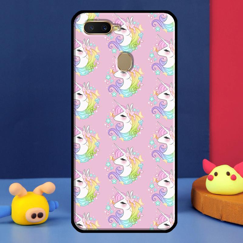 Cute Rainbow Unicorn Case For Oppo A16 A76 A96 A58 A78 A98 A5 A9 A91 A15 A17 A77 A52 A72 A74 A94 A54S A57S Cover