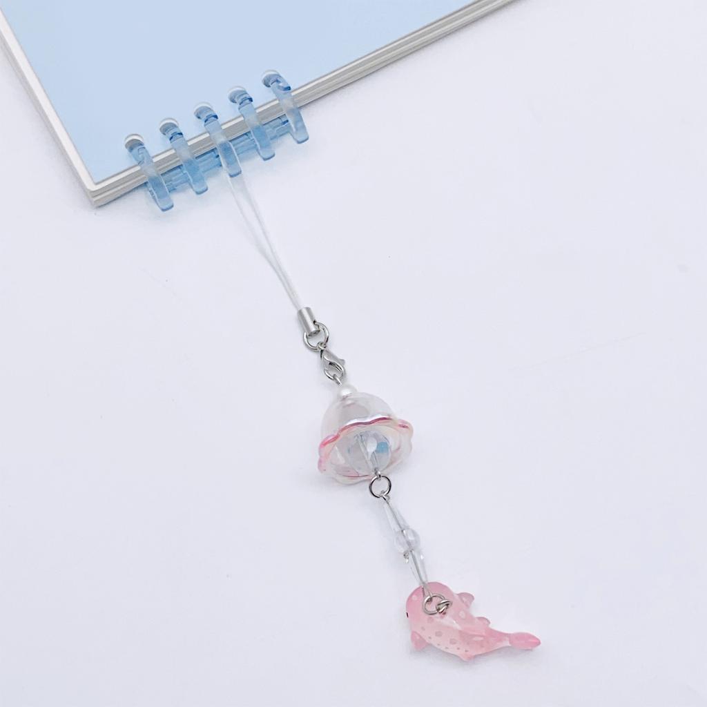 Quallen-Anhänger Schlüsselanhänger Delfin-Anhänger Schlüsselanhänger Kunstharz Perlen Schlüsselanhänger Accessoire Dekoratives Telefon Baumeln Ornament