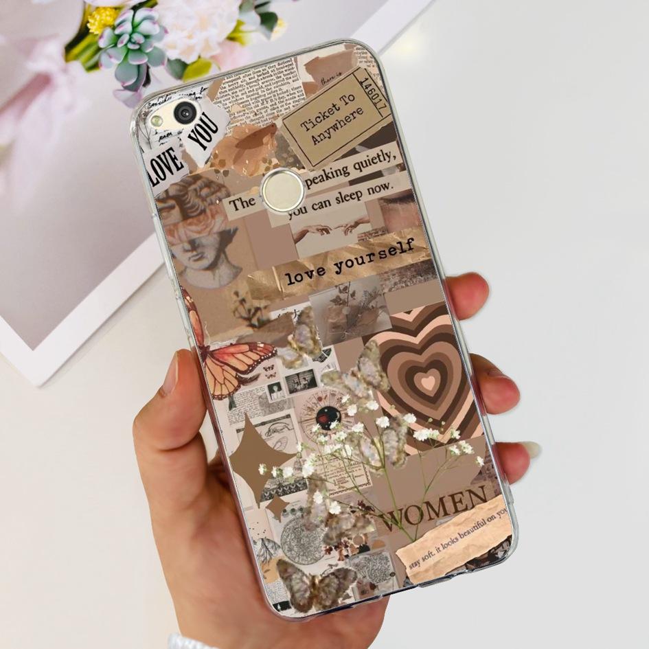 

For Huawei P8 Lite 2017 Case Popular Flower Love Heart Soft Silicon Clear Funda For Huawei Nova Lite 2017 Honor 8 Lite Protector P8 Lite 2017