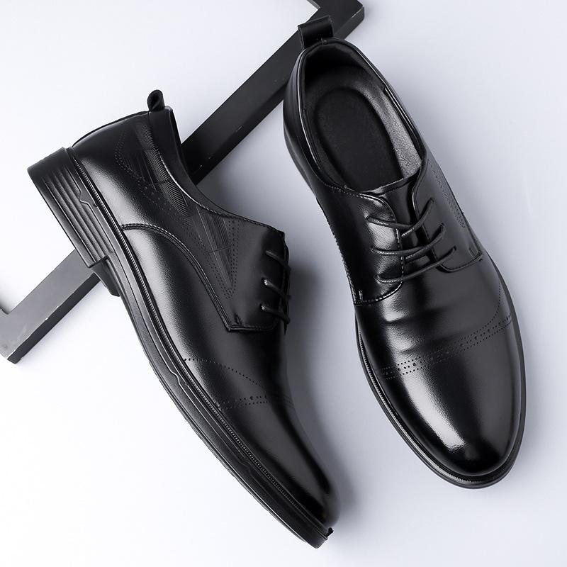 New Designer Groom Wedding Business Suit Dress Shoes for Men Spring Autumn Black Fashion Casual Lace-up Cow Leather Shoes Man