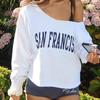 Spring/Autumn 2025 American & European Street Style One-Shoulder Loose Letter Print Casual T-shirt