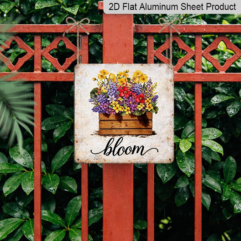 2D Flat 1pc Vintage "Bloom" Aluminium Metal Sign Suitable for Home Wall Decor - Retro Wall Plaque, Outdoor Decoration, Perfect Gift for Housewarming